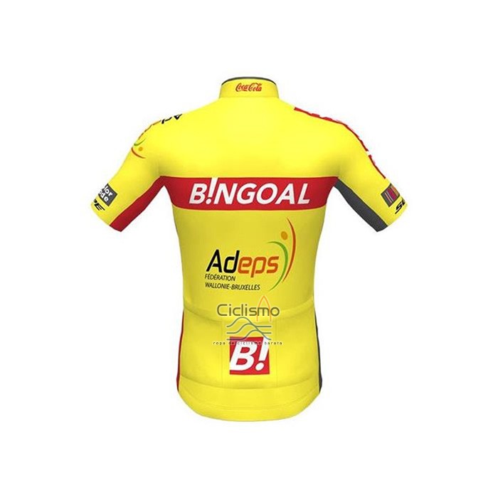 Wallonie Bruxelles Ropa Ciclismo Culotte Corto 2020 Hombre Mangas Cortas AMarillo Rojo